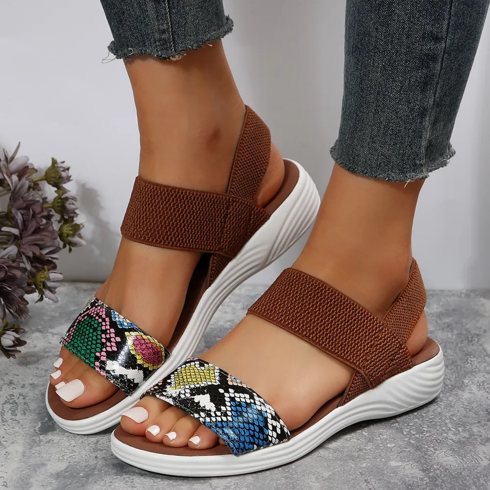 PU Leather Open Toe Low Heel Sandals, image 6
