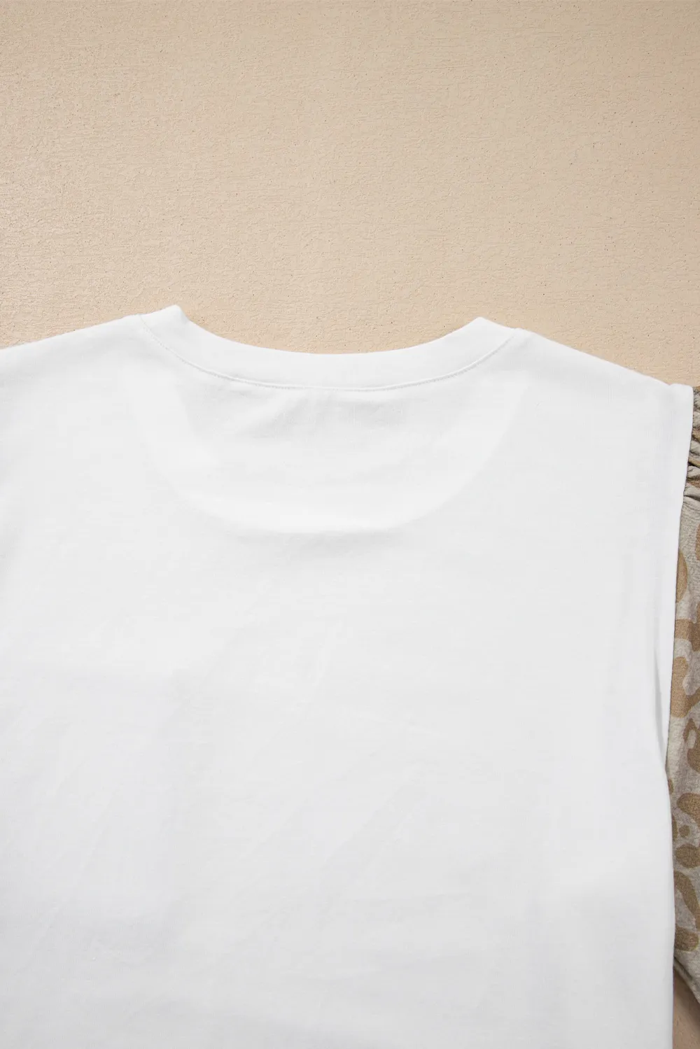Leopard Patchwork Crochet Lace Trim Puff Sleeve T Shirt, image 9