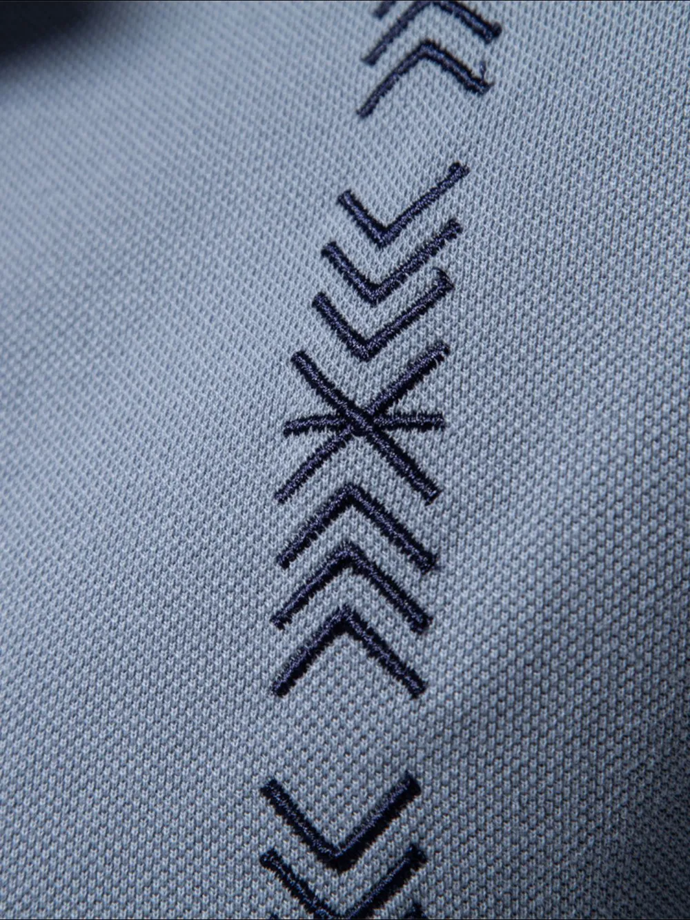 Men's Collared Neck Geometric Embroidered Polo, image 3