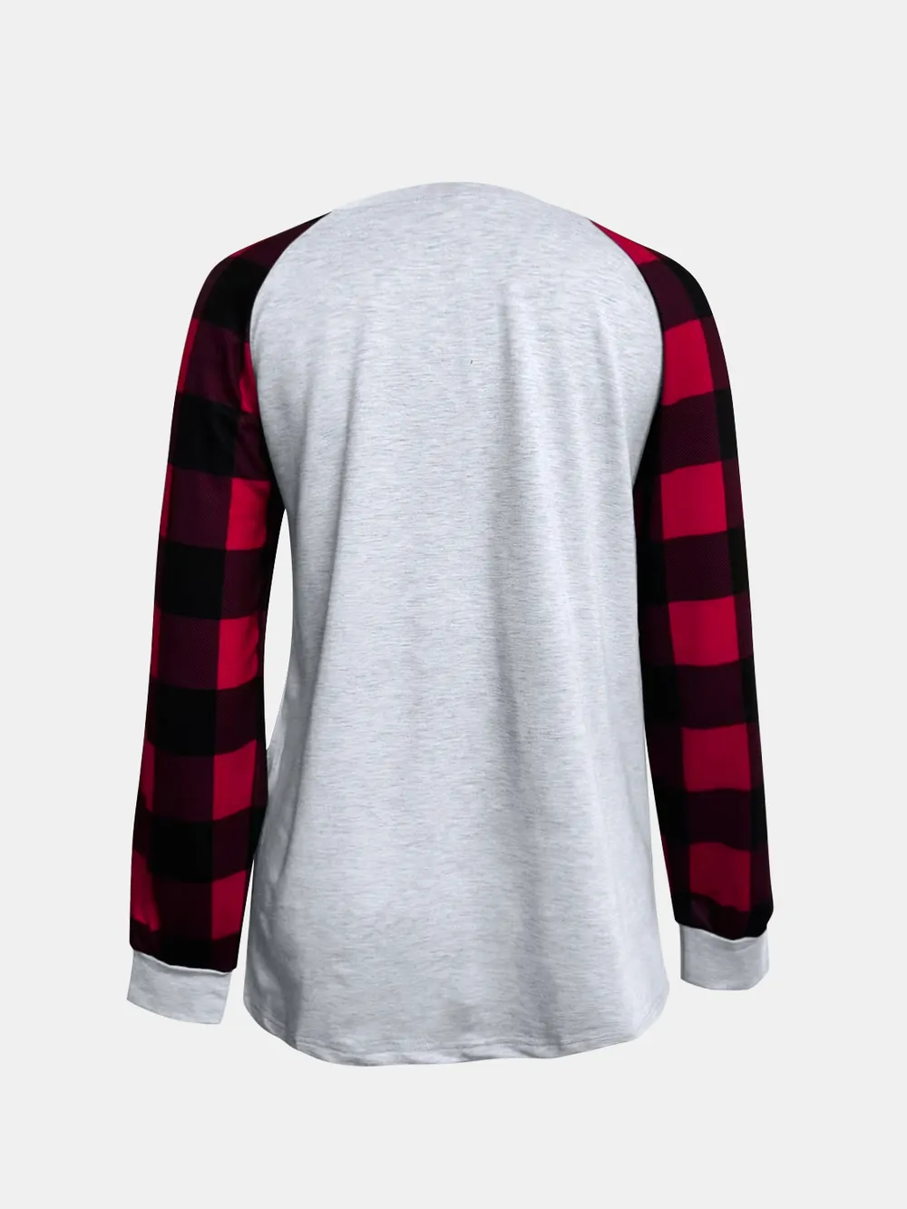 Full Size Graphic Plaid Round Neck Long Sleeve T-Shirt, image 3