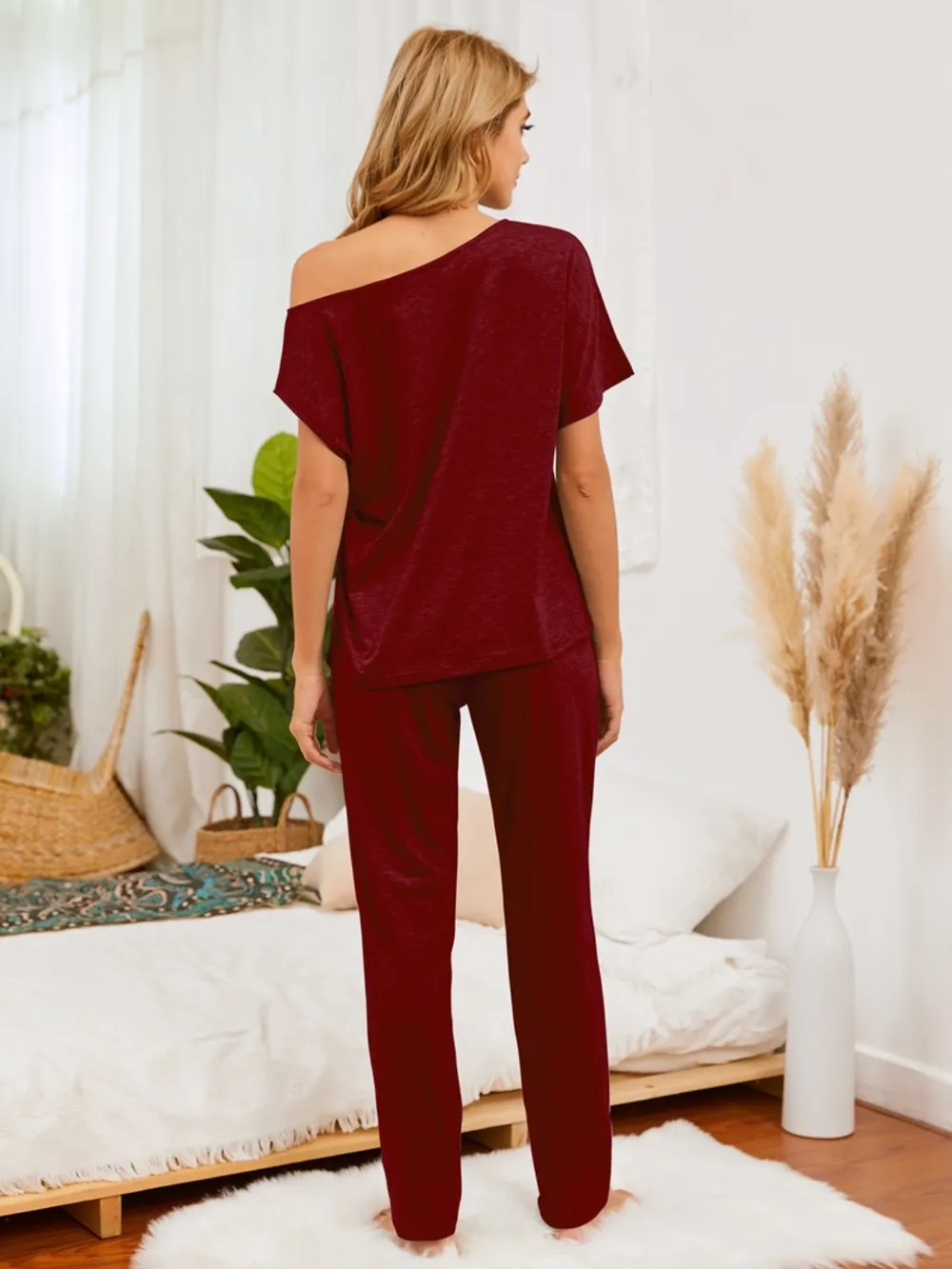 Boat Neck Top and Pants Lounge Set, image 3