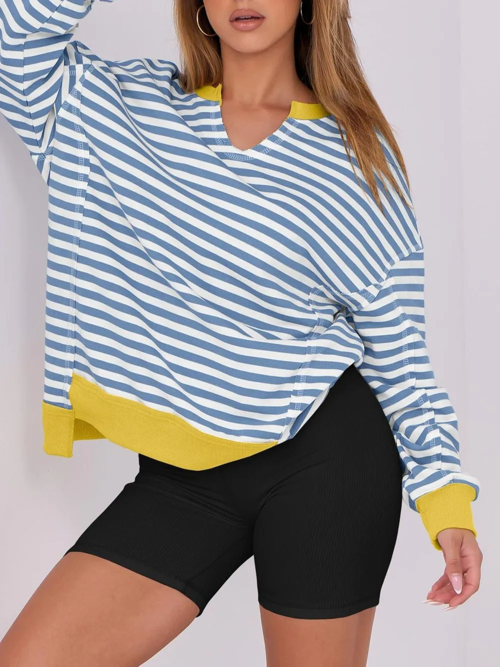 Notched Long Sleeve Oversized Sweatshirt, image 16