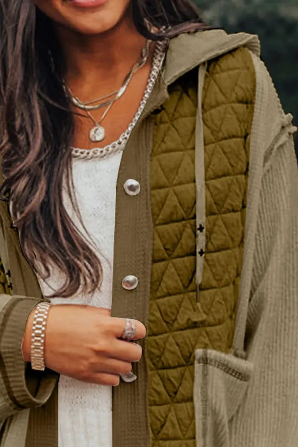 Drawstring Color Block Long Sleeve Jacket, image 11