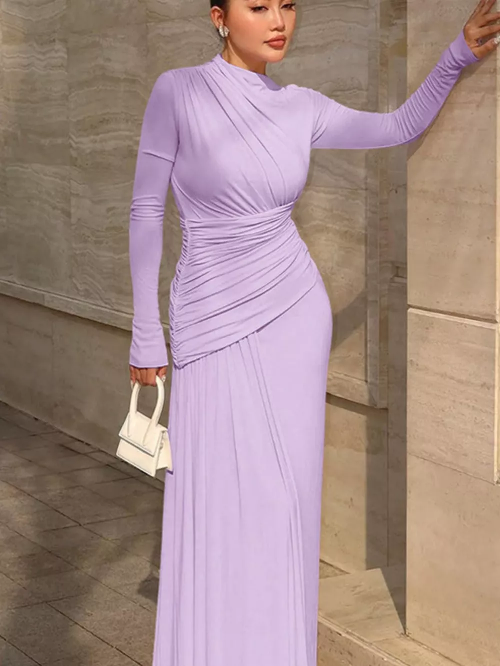 Ruched Long Sleeve Mermaid Maxi Dress, image 13