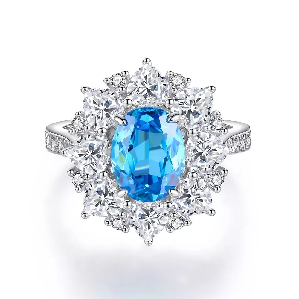 925 Sterling Silver Zircon Flower Ring, image 7
