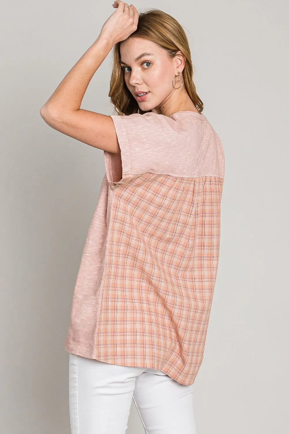 Cotton Bleu by Nu Label Plaid Short Sleeve T-Shirt, image 2