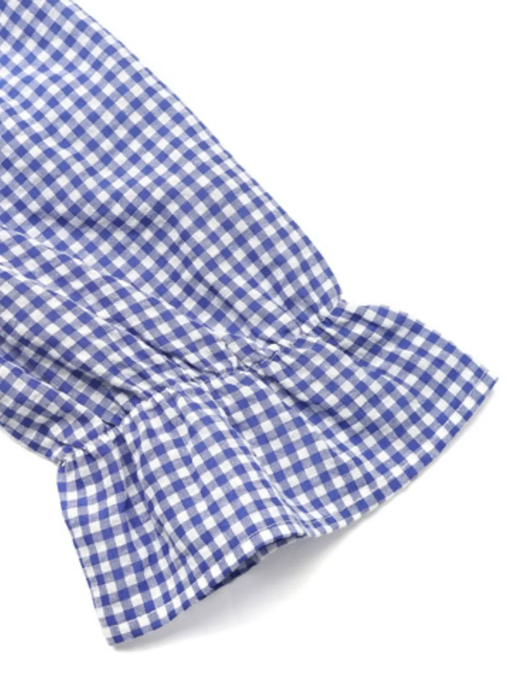 Tie Front Plaid Flounce Sleeve Blouse, image 6