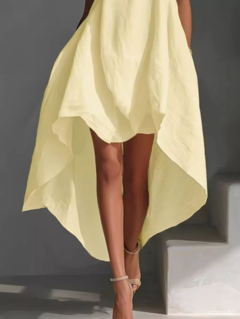 High-Low Round Neck Sleeveless Dress, image 7