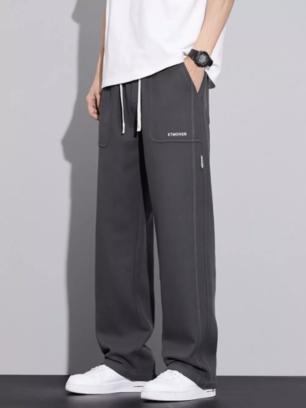 Men's Plus Size Casual Drawstring Wide-Leg Pants, image 5