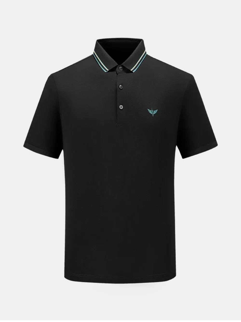 Men's Short Sleeve Breathable Polo with Striped Collar
