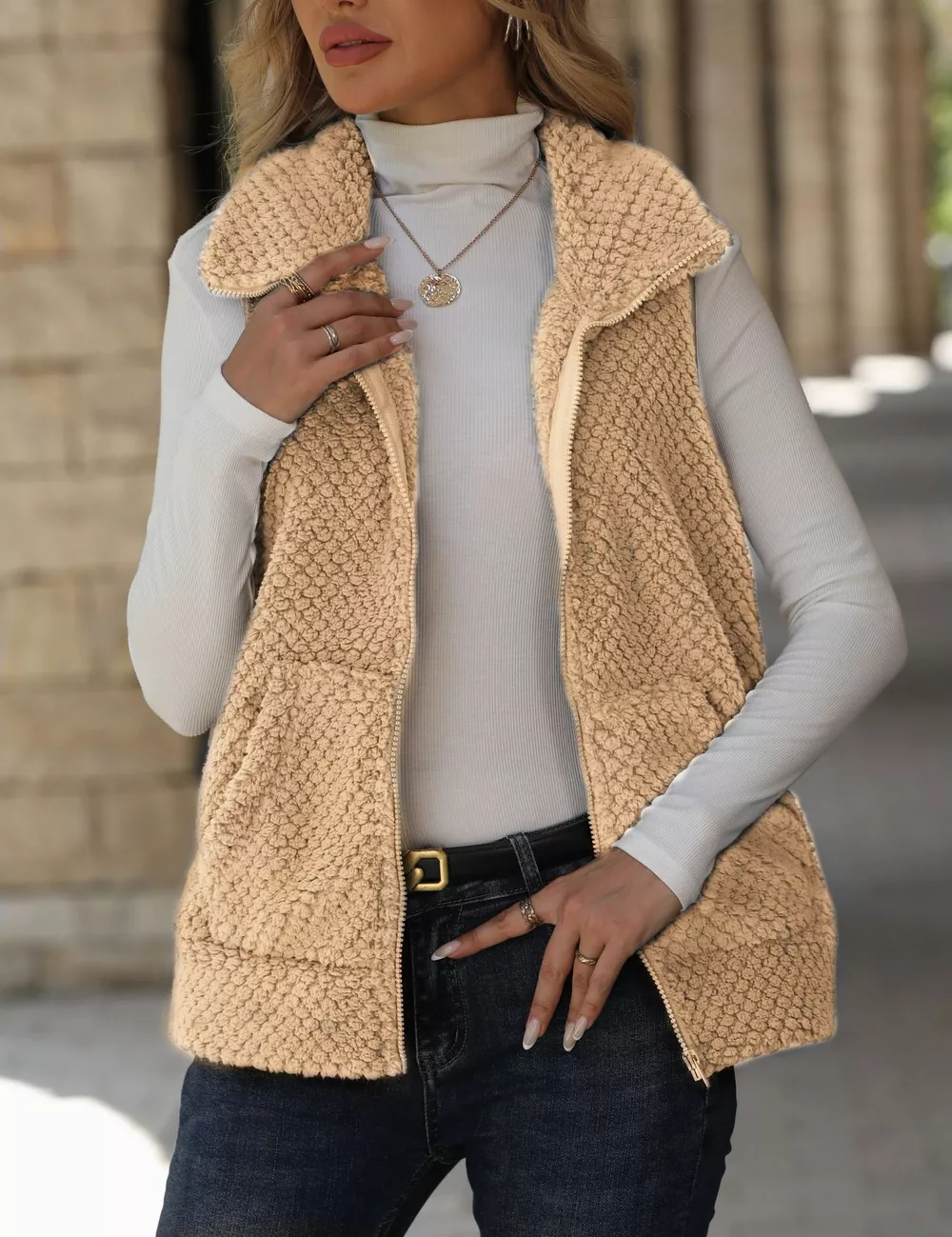 Zip-Up Vest Coat