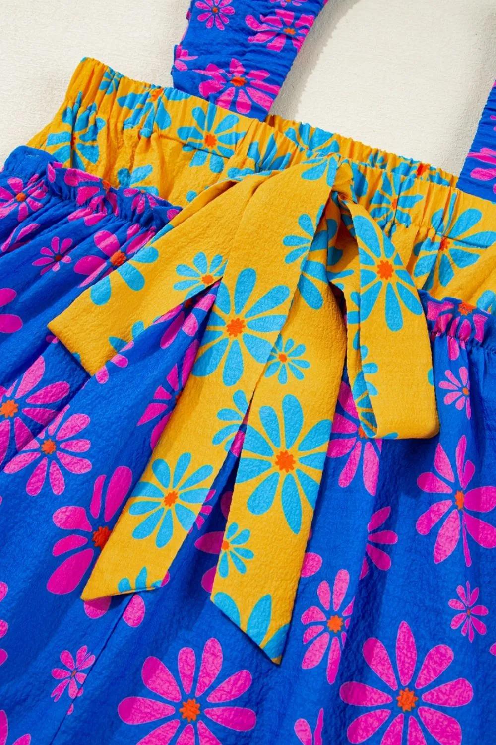 Floral Colorblock Flutter Straps Flowy Tank Top, image 9