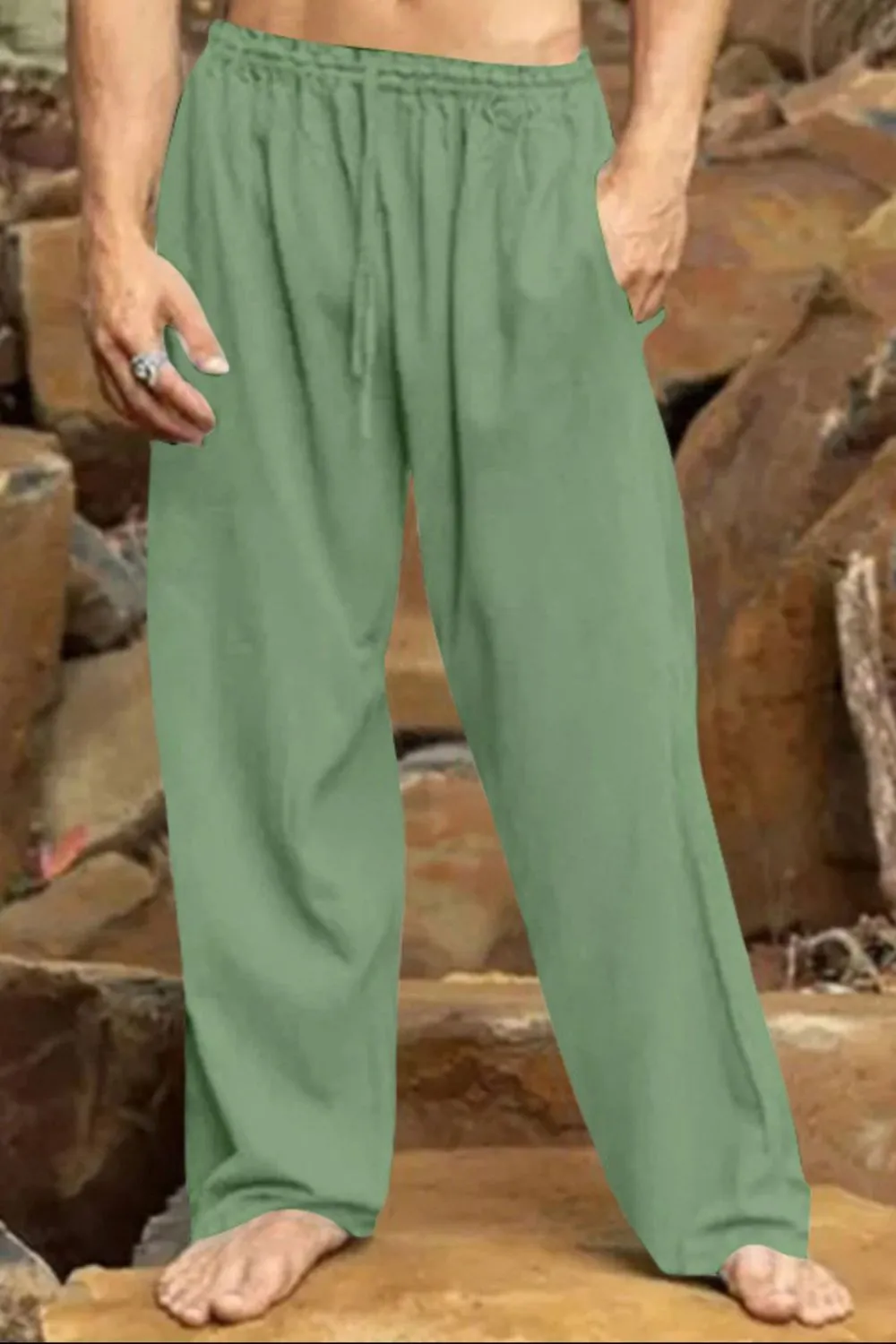 Men's Full Size Relaxed Fit Drawstring Casual Pants Plus Size, image 3