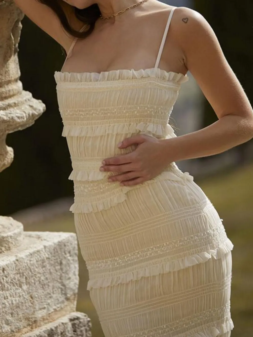 Frill Tiered Textured Maxi Cami Dress, image 5