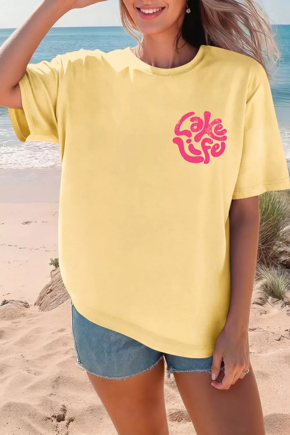 Casual Round Neck Short Sleeve Slogan Print Loose Fit T-shirt, image 3