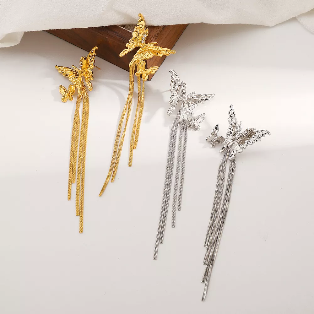 Butterfly Fringe Dangle Earrings, image 4