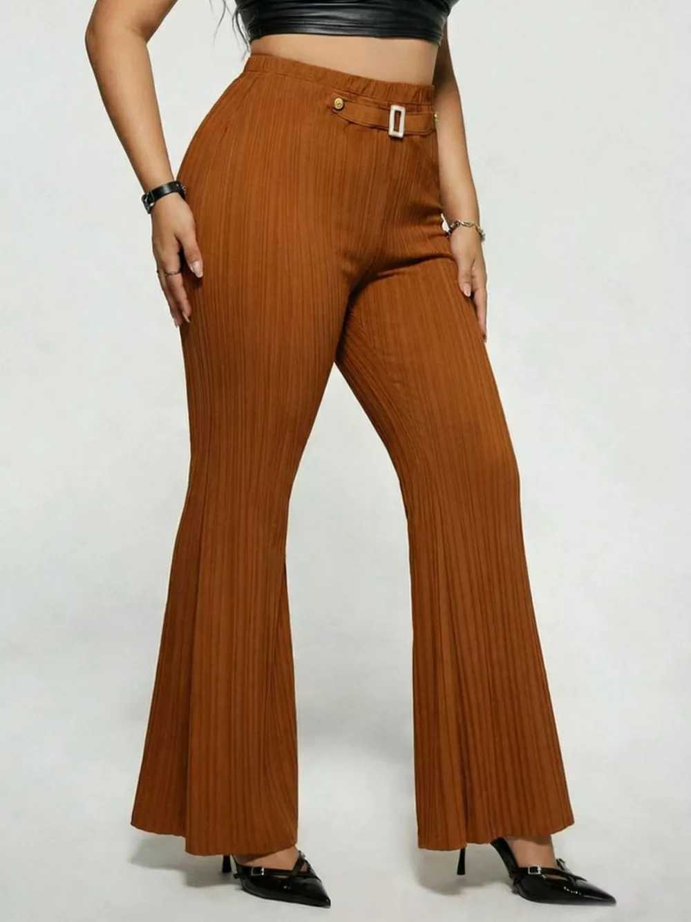 Plus Size High Waist Flare Pants, image 2