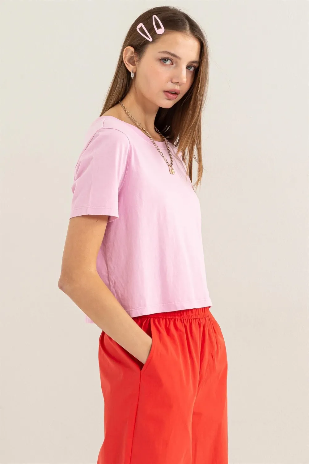 Round Neck Cropped T-Shirt, image 4