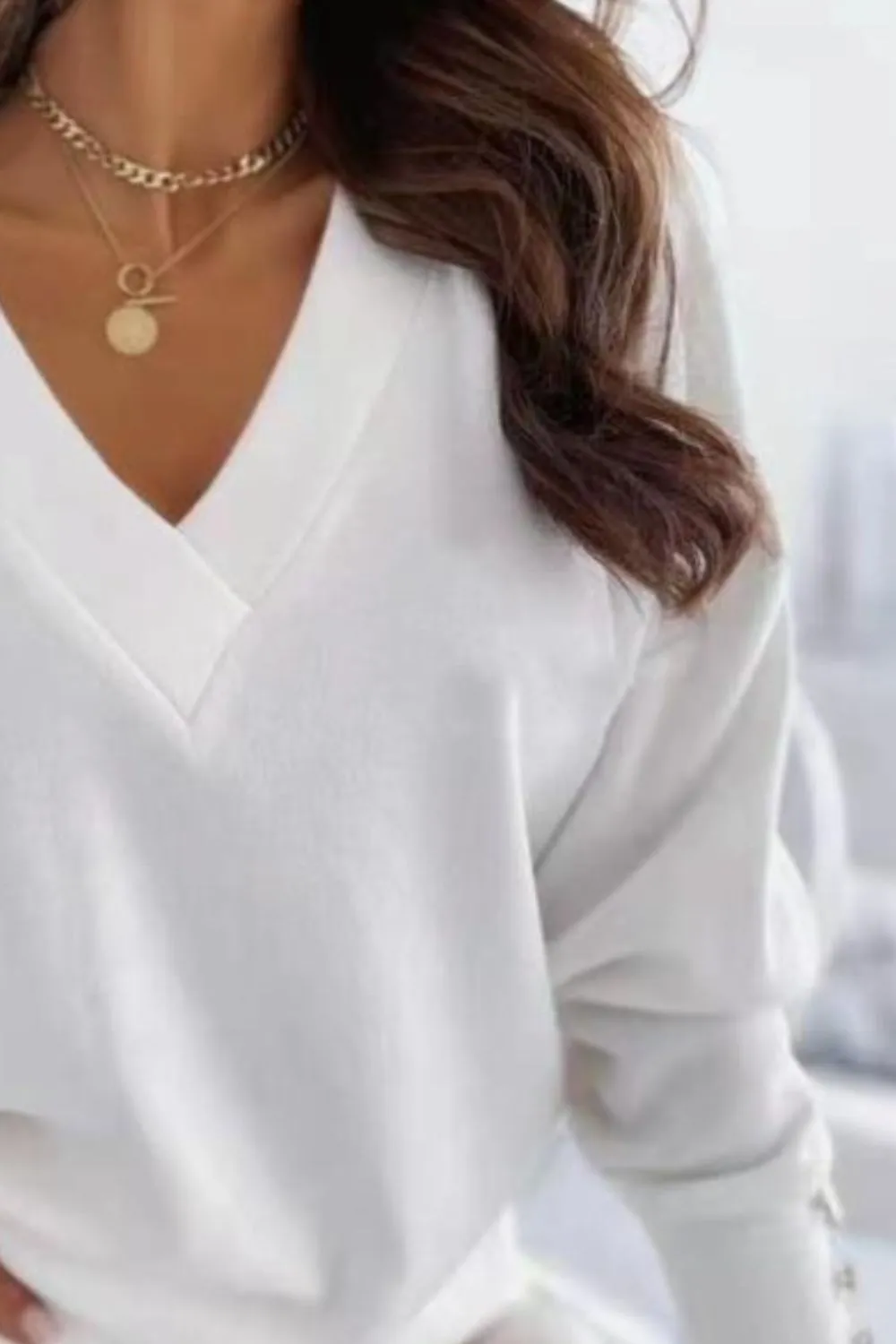 V-Neck Long Sleeve Sweatshirt, image 13