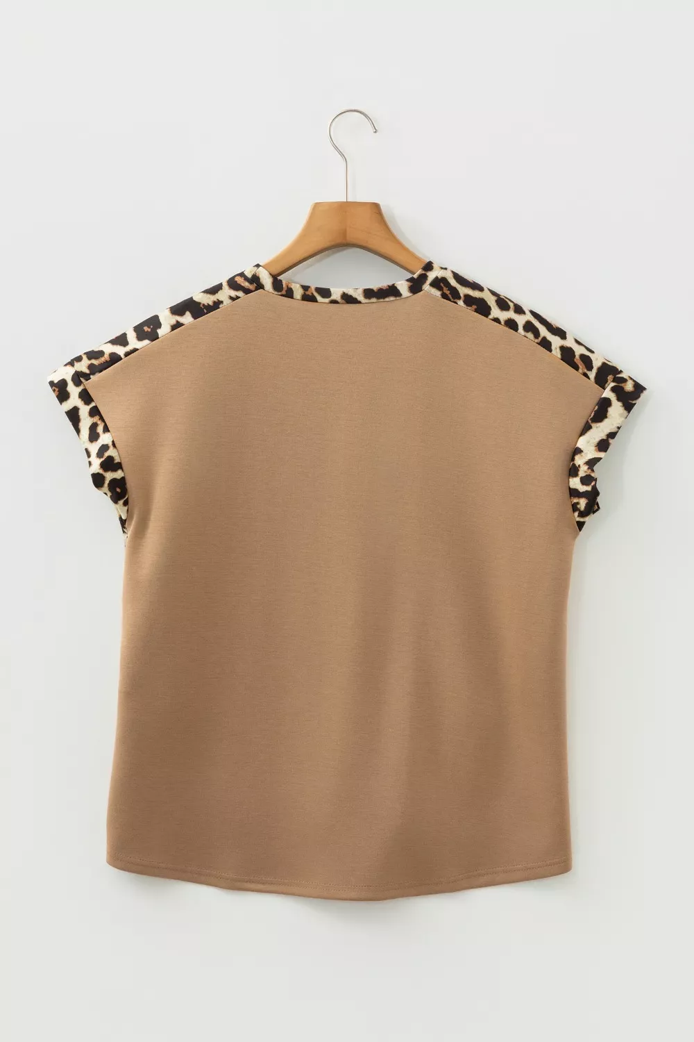 Light French Leopard Trim Round Neck Loose T Shirt, image 5