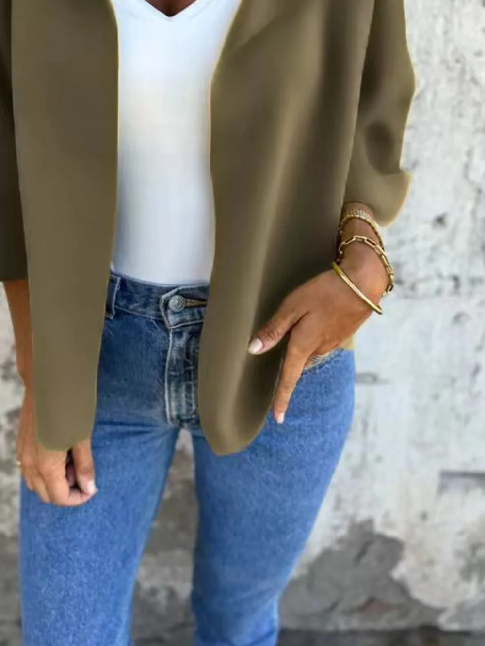 Full Size Open Front 3/4 Sleeve Cardigan Plus Size, image 21