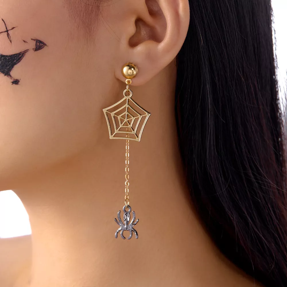 18K Gold-Plated Spider Drop Earrings, image 2