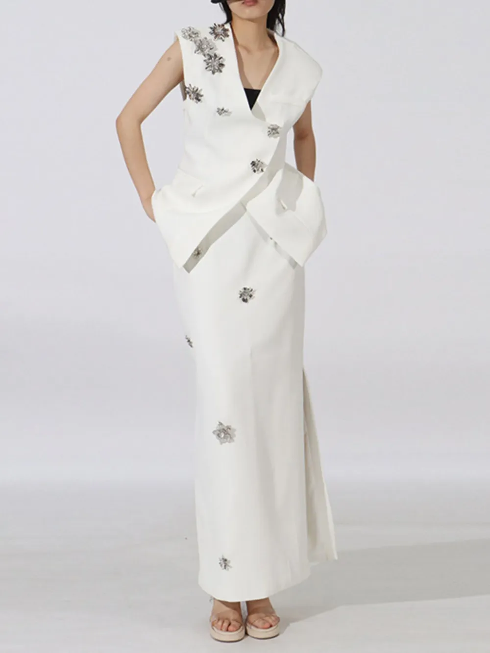 Flower Sleeveless Vest and Skirt Set, image 9