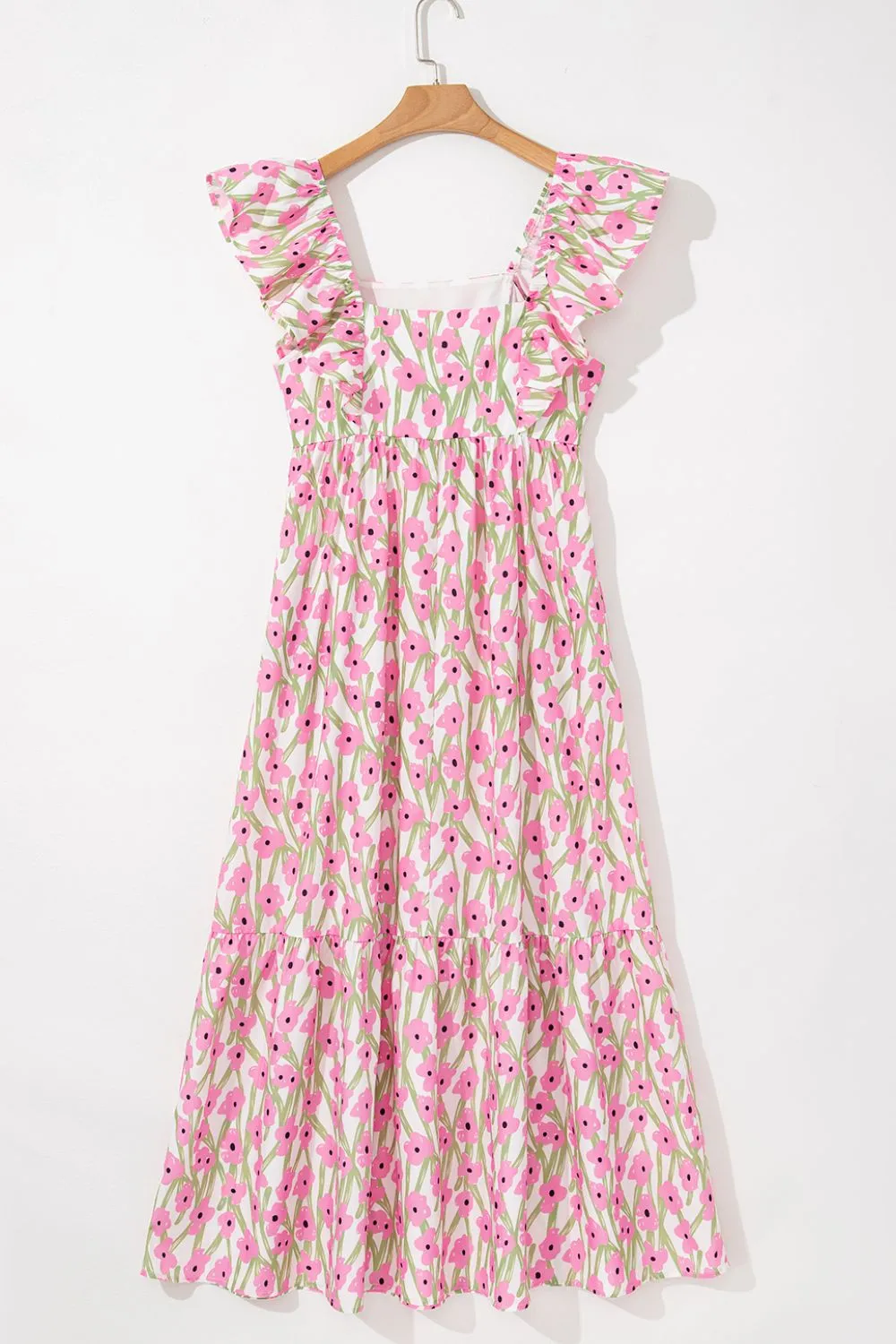 Floral Print Square Neck Ruffled Cap Sleeve Maxi Dress, image 10