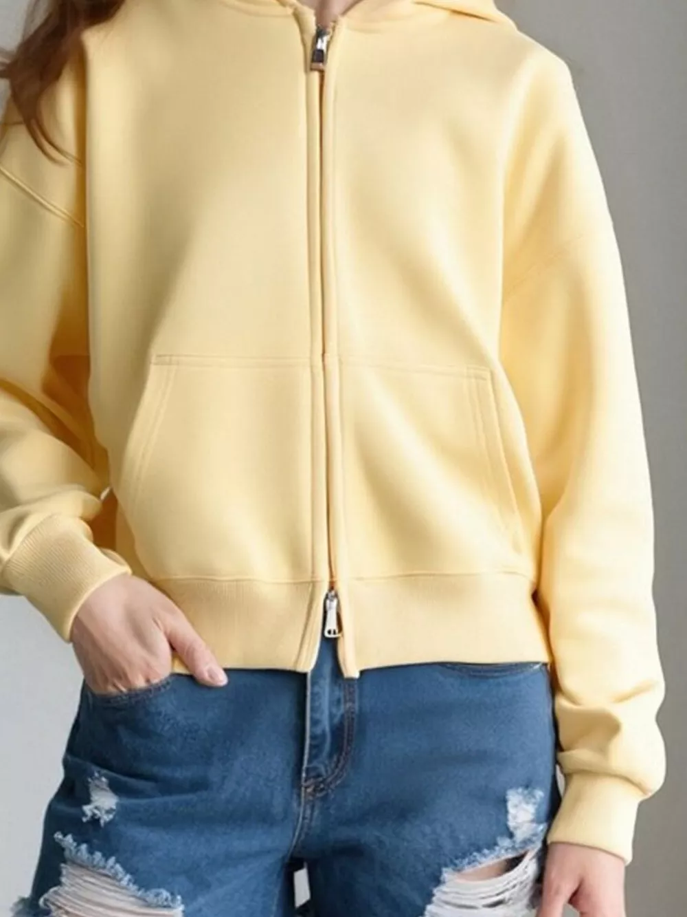 Full Size Casual Zip-Up Long Sleeve Hoodie Plus Size, image 22