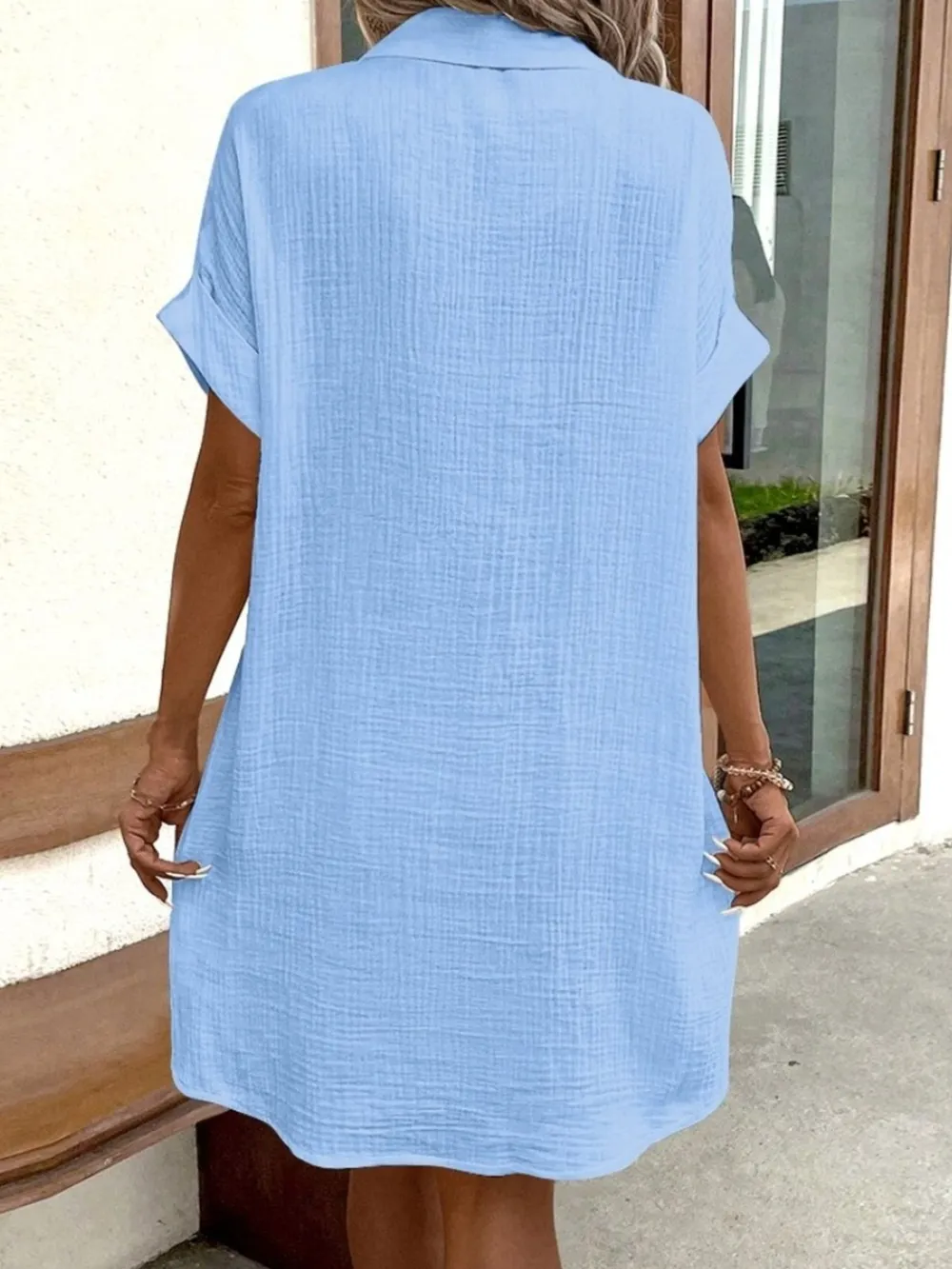 Casual Button Down Shirt Dress with Pockets, image 14