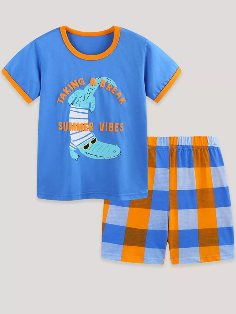 Children's Summer Vibes Crocodile Print Tee and Shorts Set, image 2