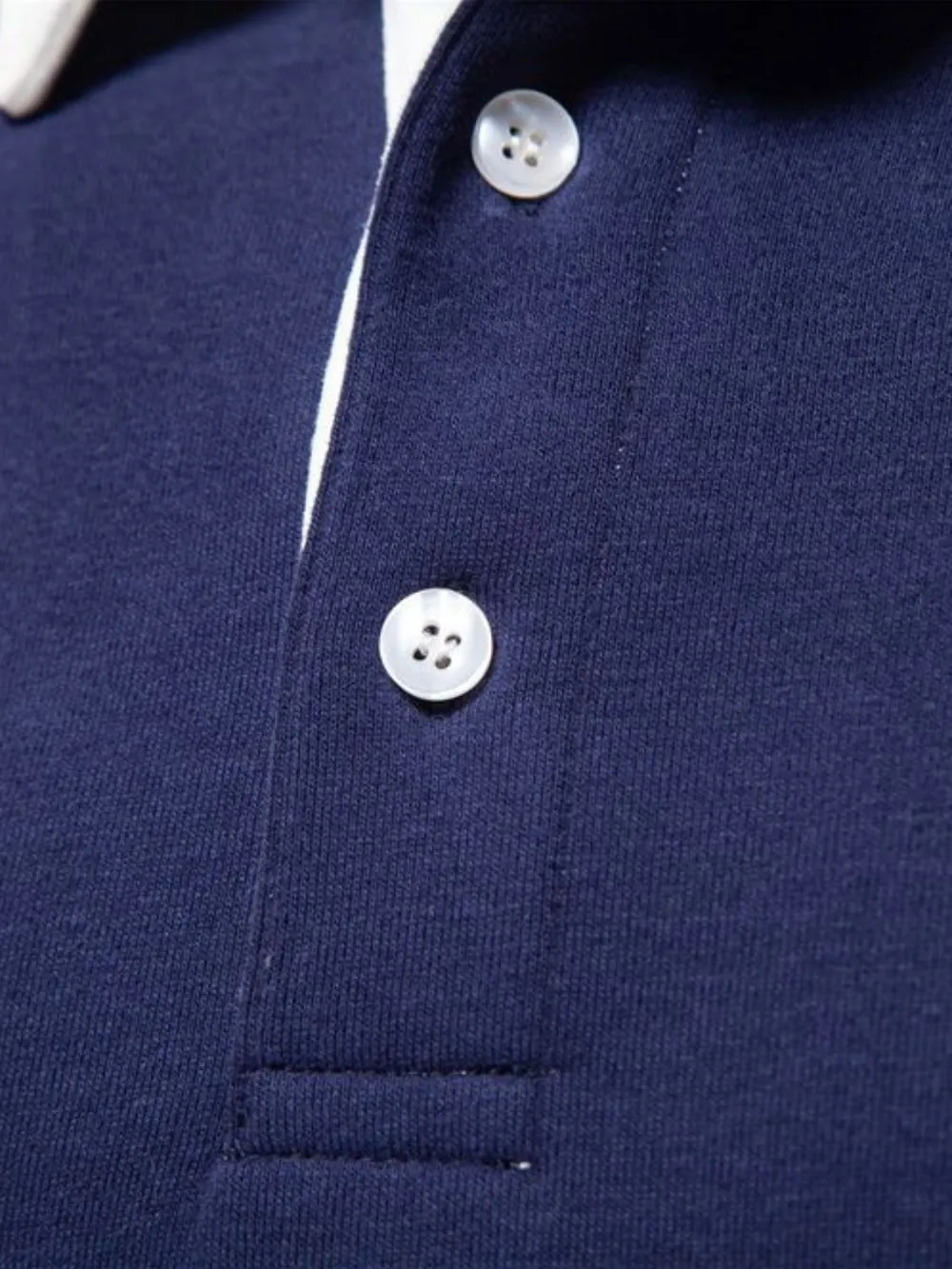 Men's Quarter Button Collared Neck Long Sleeve Polo, image 4