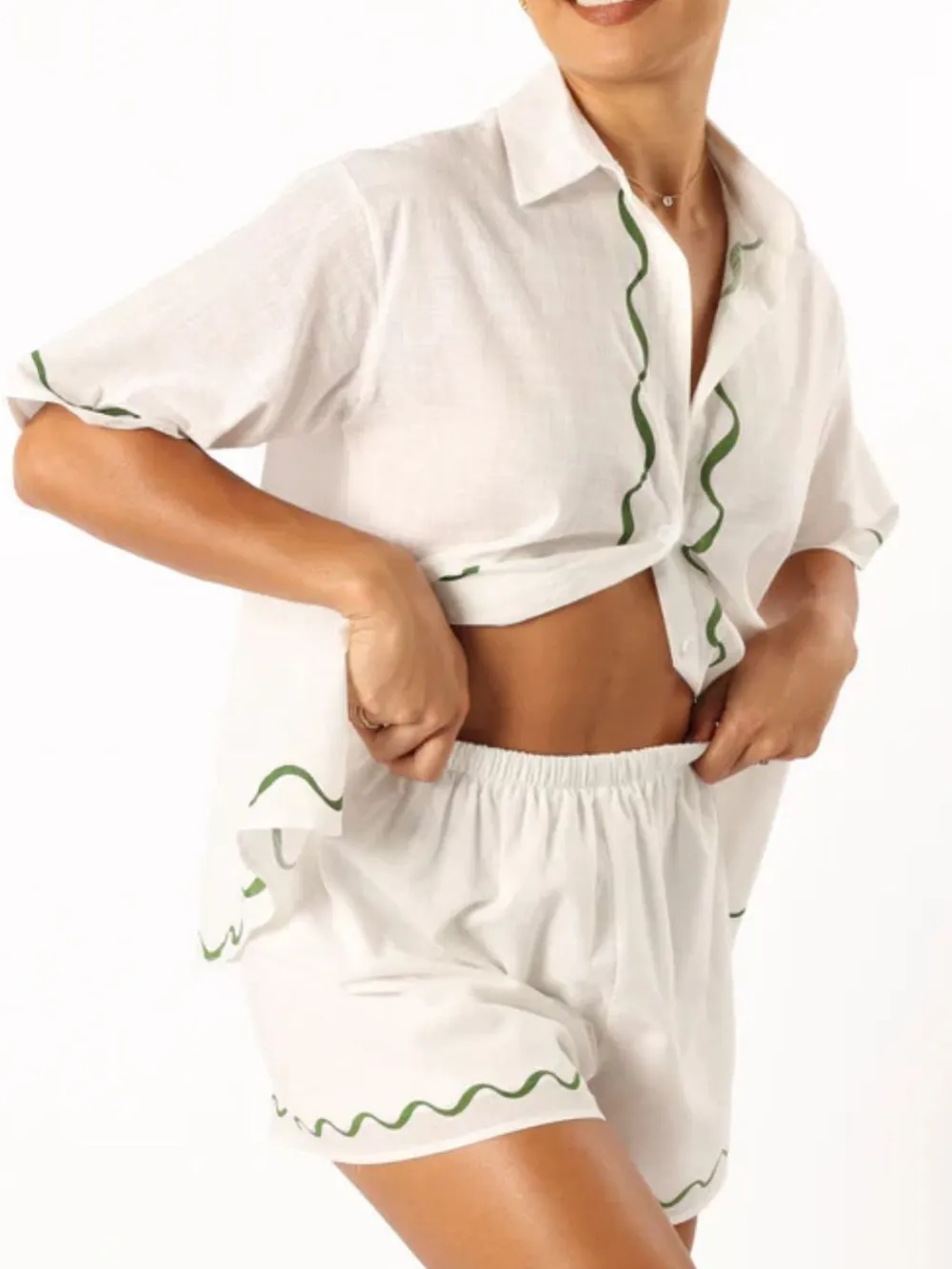 Button Up Half Sleeve Top and Shorts Set, image 8
