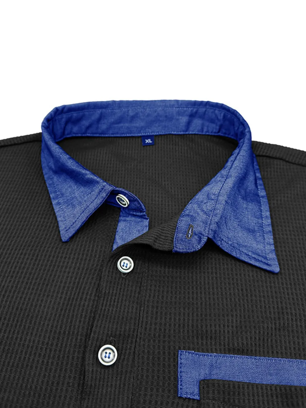 Men's Contrast Collar Long Sleeve Casual Polo Shirt, image 4