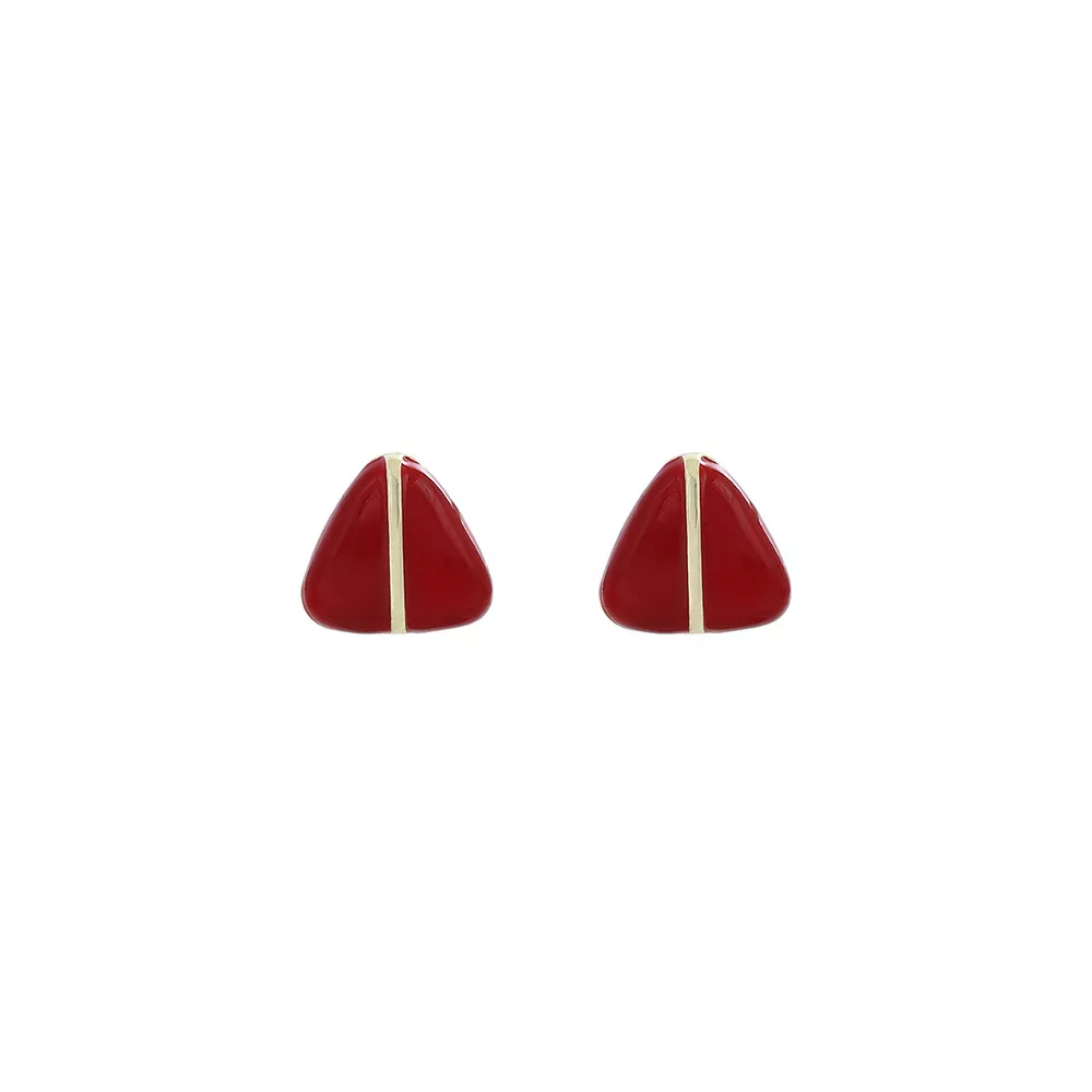 Geometric Triangle Stud Earrings with Gold Accent, image 5