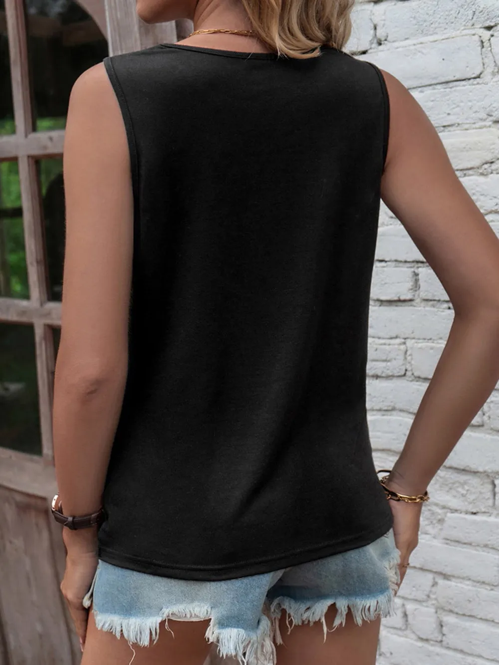 Cutout Twisted Round Neck Tank, image 6