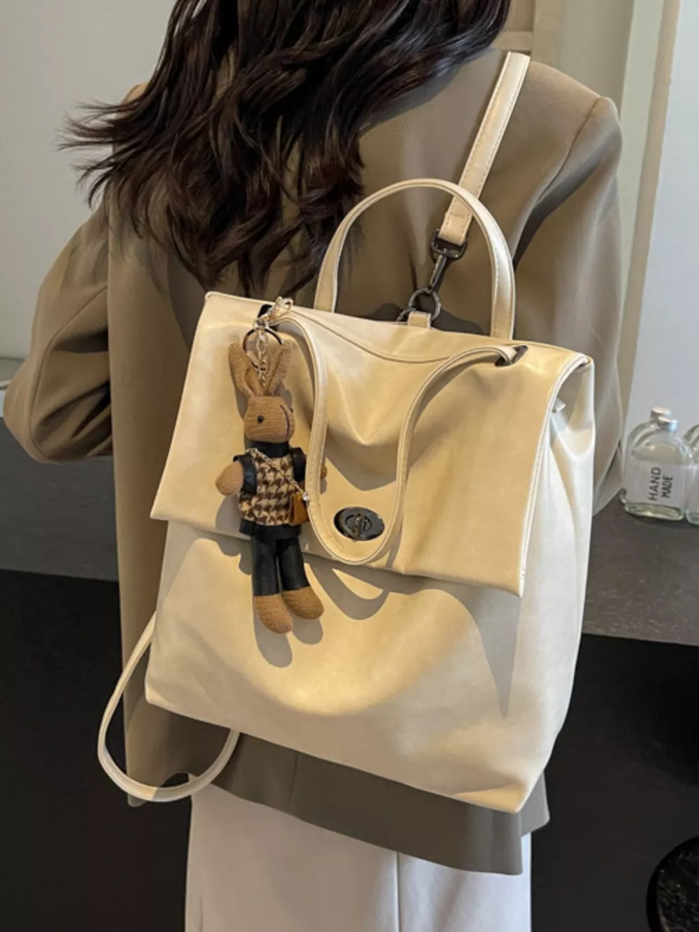 Leather Flap Backpack Bag, image 7