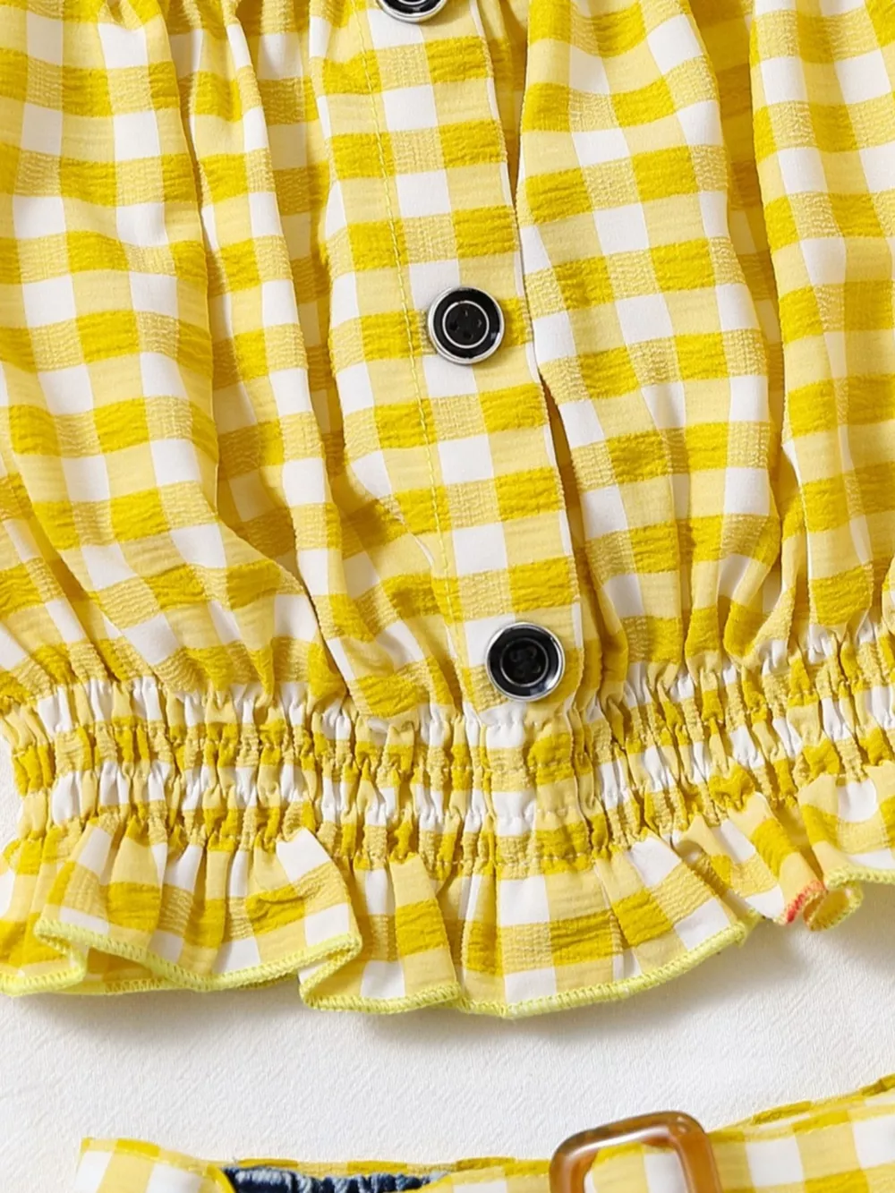 Children's Gingham Top & Denim Shorts Set, image 3