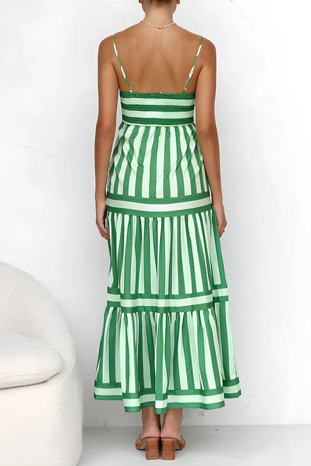 Striped Tiered Maxi Cami Dress, image 6