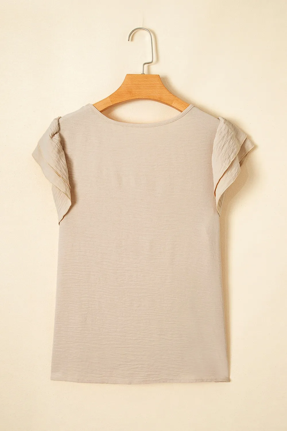 Solid Color Ruffled Short Sleeve Casual Blouse, image 17