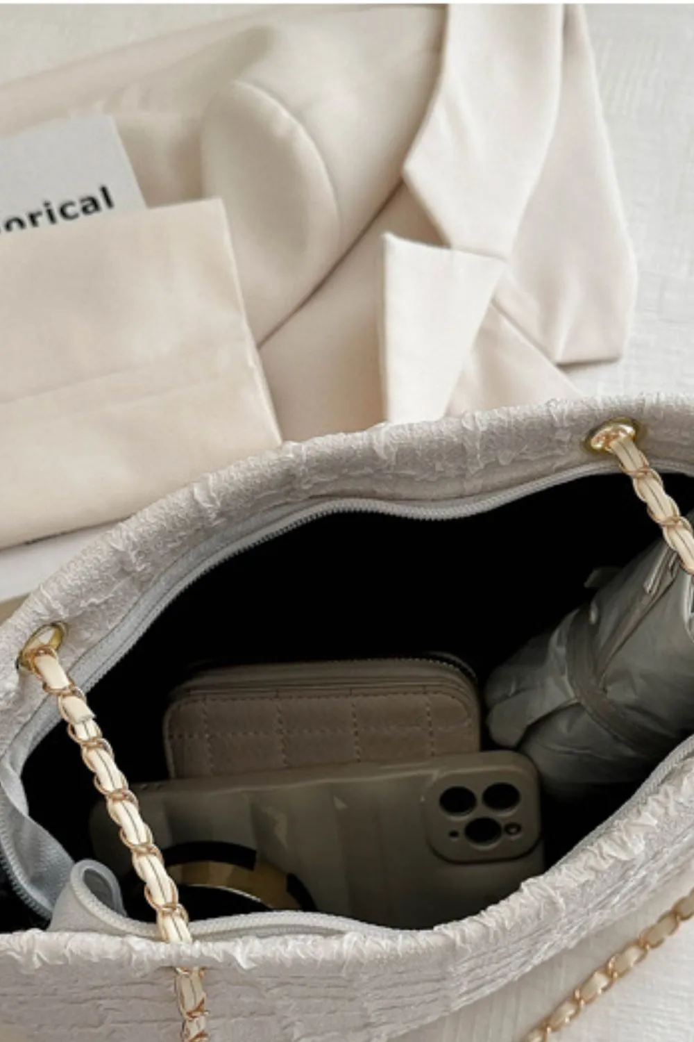 Polyester Texture Chain Tote bag, image 3