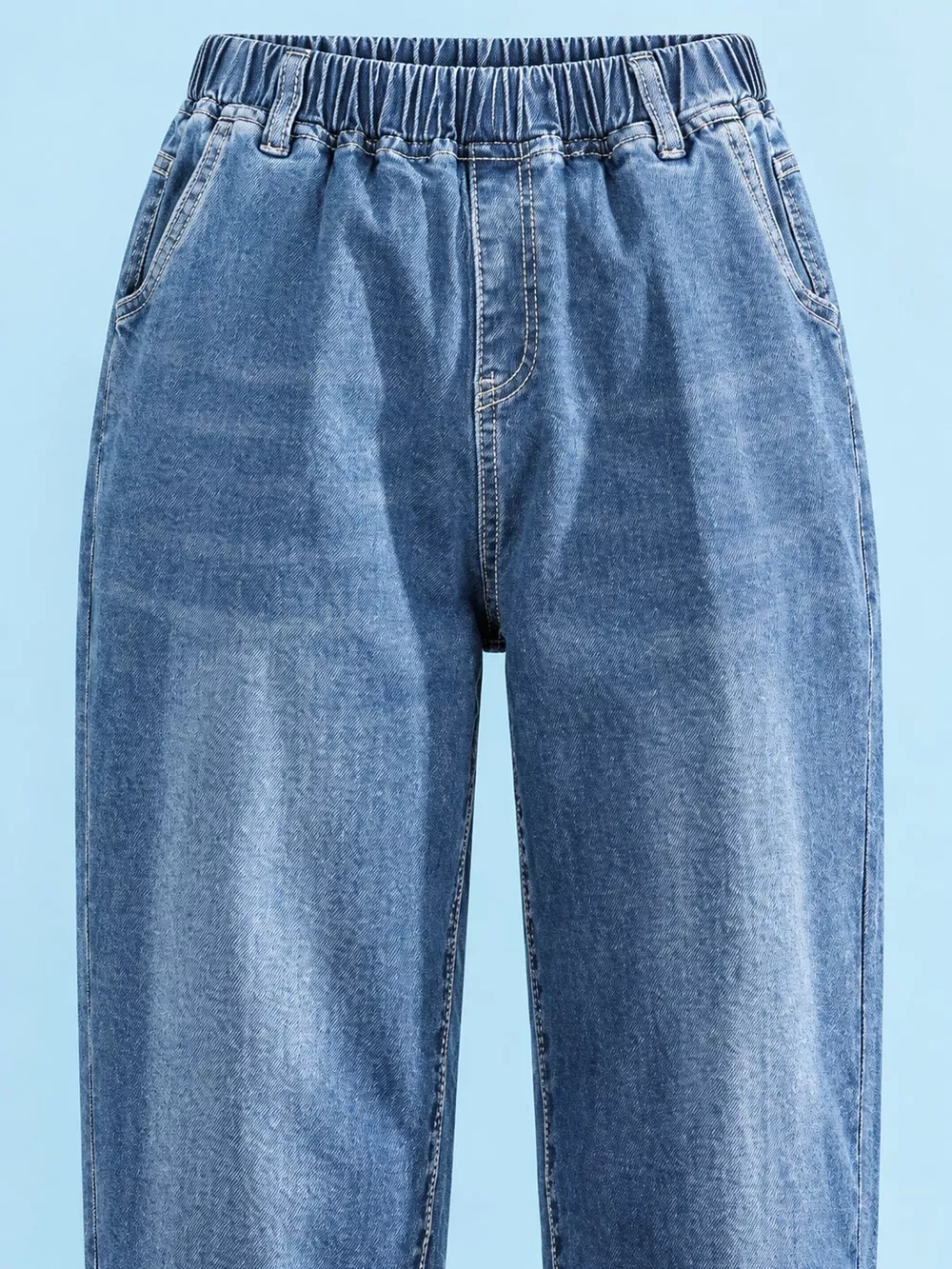 Plus Size High-Waisted Elastic Waistband Casual Jeans, image 16