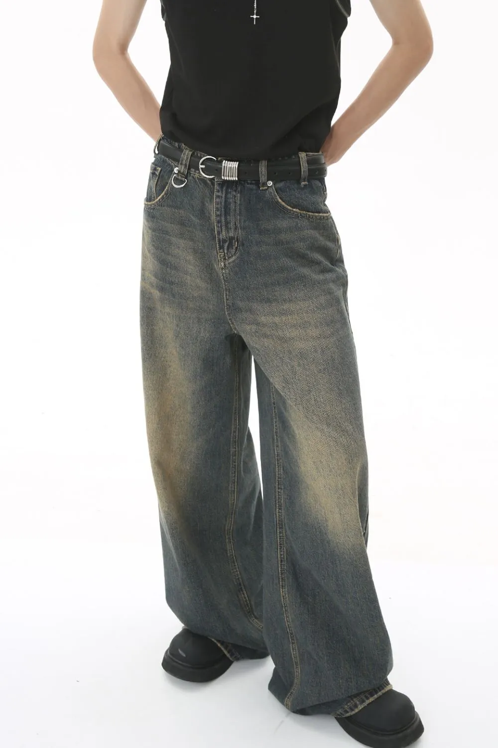 Men's Wide Leg Jeans with Pockets, image 5