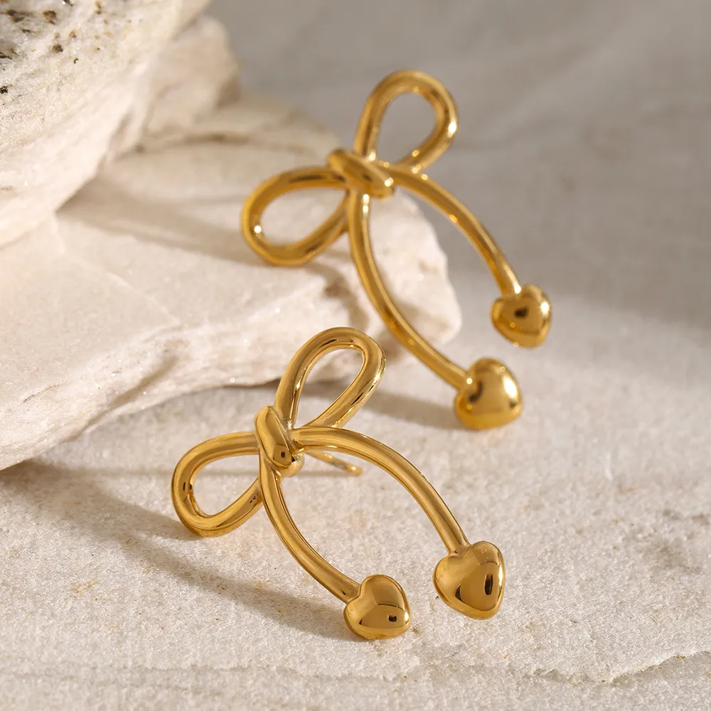 Stainless Steel Bow Earrings, image 4