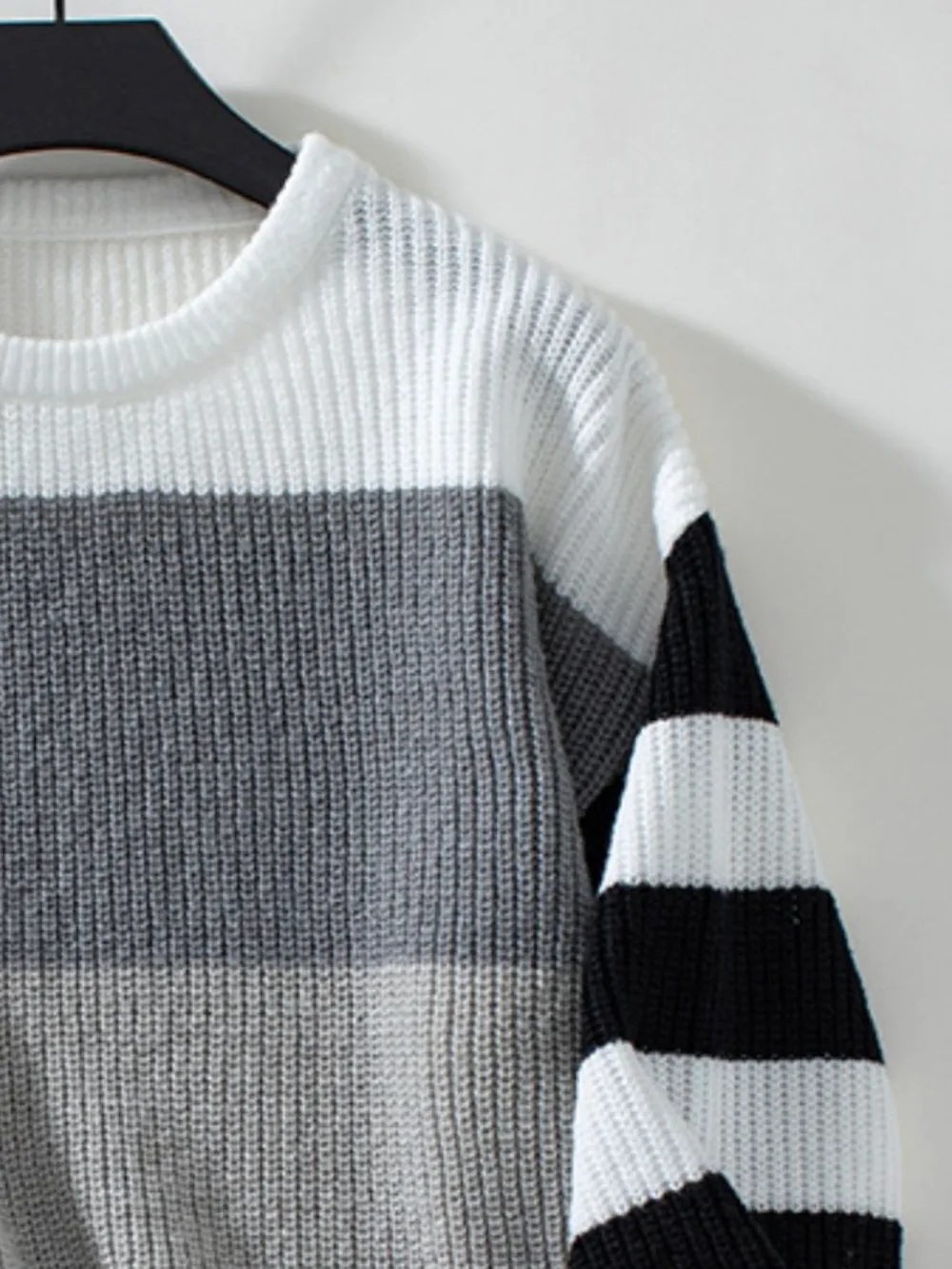 Color Block Round Neck Long Sleeve Sweater, image 8