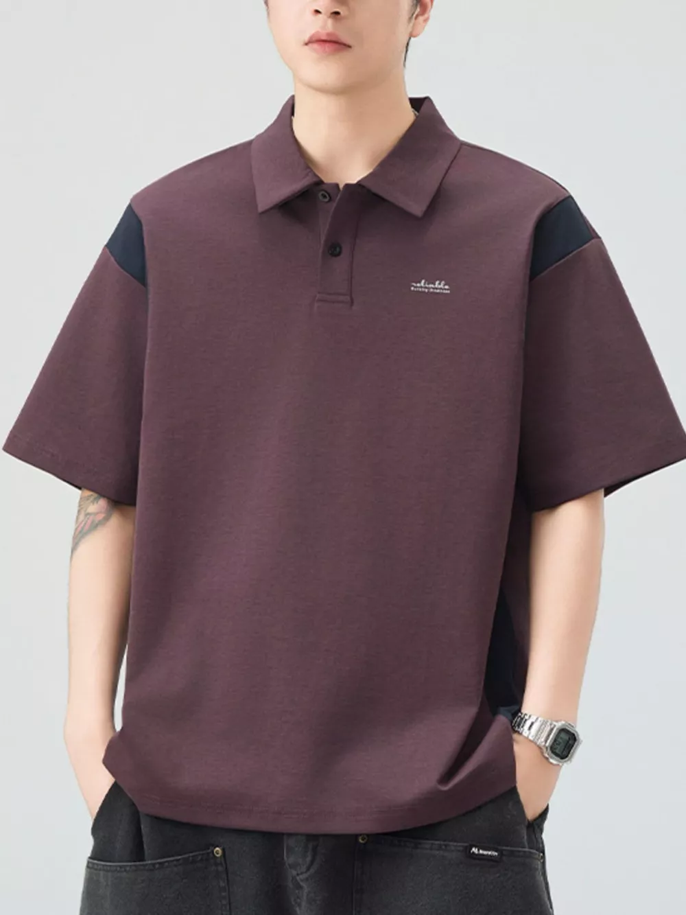 Men's Plus Size Button Detail Short Sleeve Polo, image 10