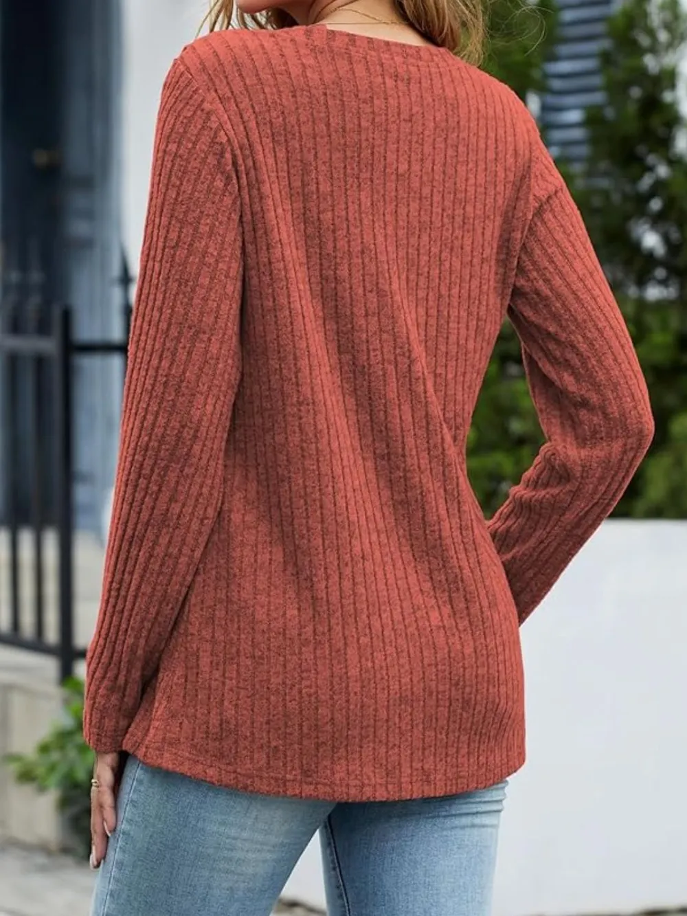 V-Neck Long Sleeve T-Shirt, image 30