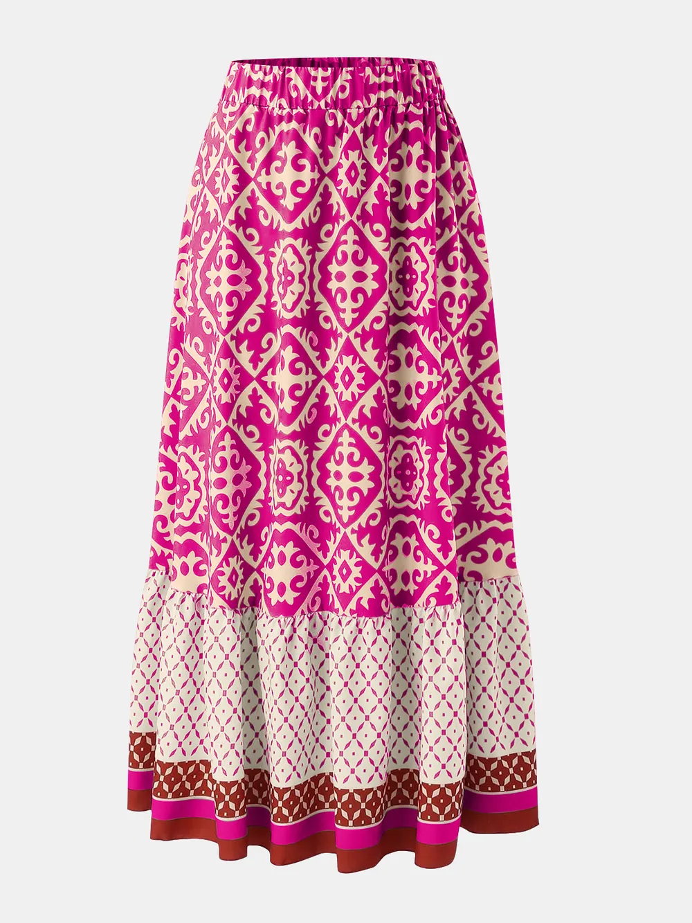 Geometric Elastic Waist Maxi Skirt, image 18