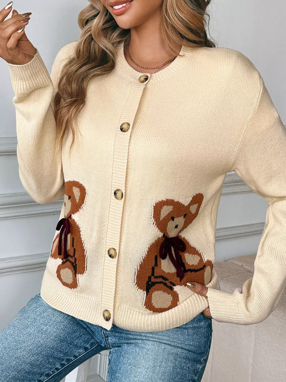 Teddy Bear Button Up Cardigan, image 4