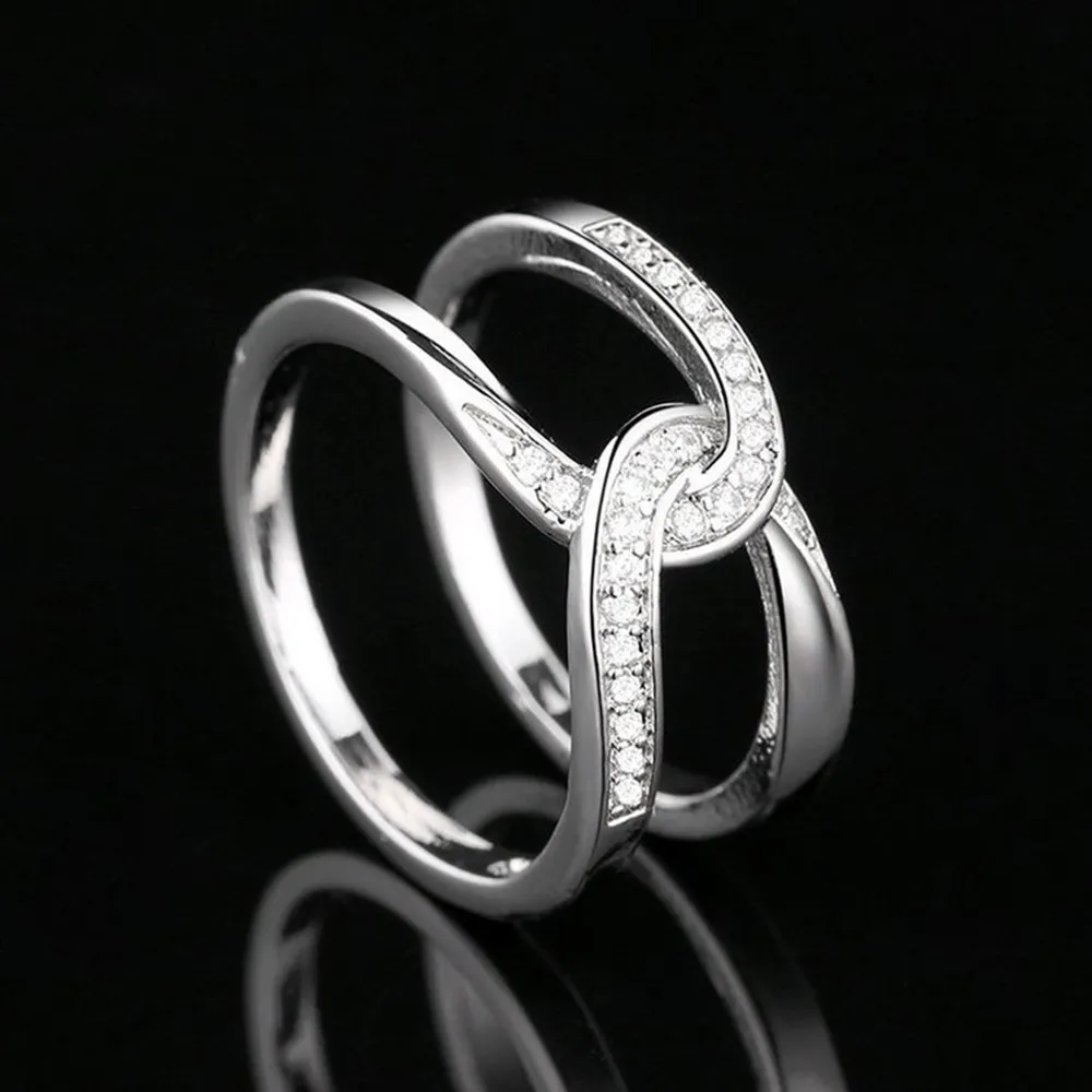 Twisted Inlaid Zircon Double-layered Ring, image 4